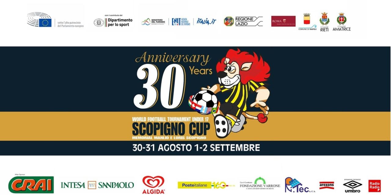 Il 23 agosto 2022 presentazione della 30° edizione della Scopigno Cup Rieti – Amatrice World Football Tournament Under 17