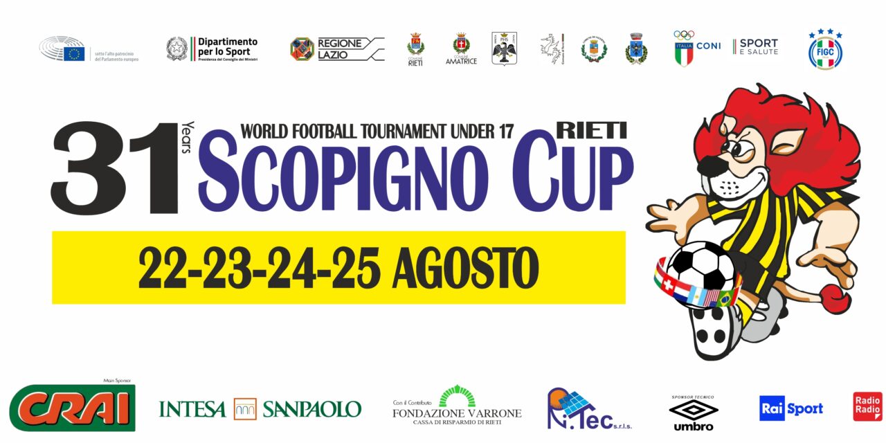 31st SCOPIGNO CUP – World Football Tournament Under 17 – Press conference in Rieti on 18 August at 5.00 pm